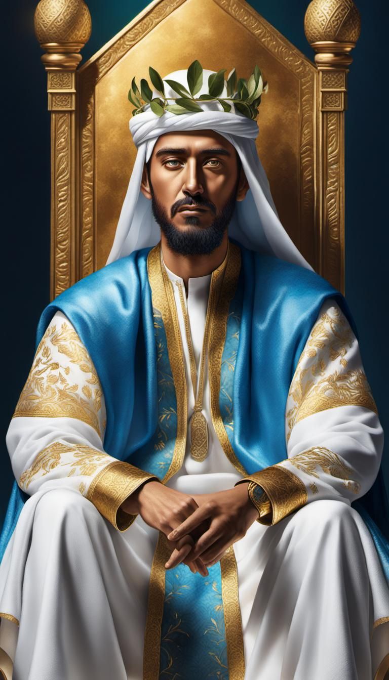 Arabian Noble on Throne: Hyperrealistic Portrait