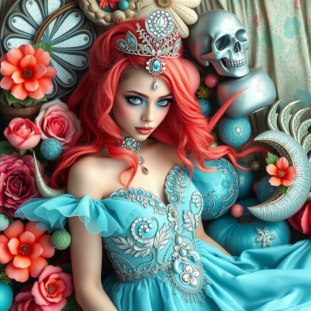 Surreal Sea Goddess in Vibrant Ethereal Opulence