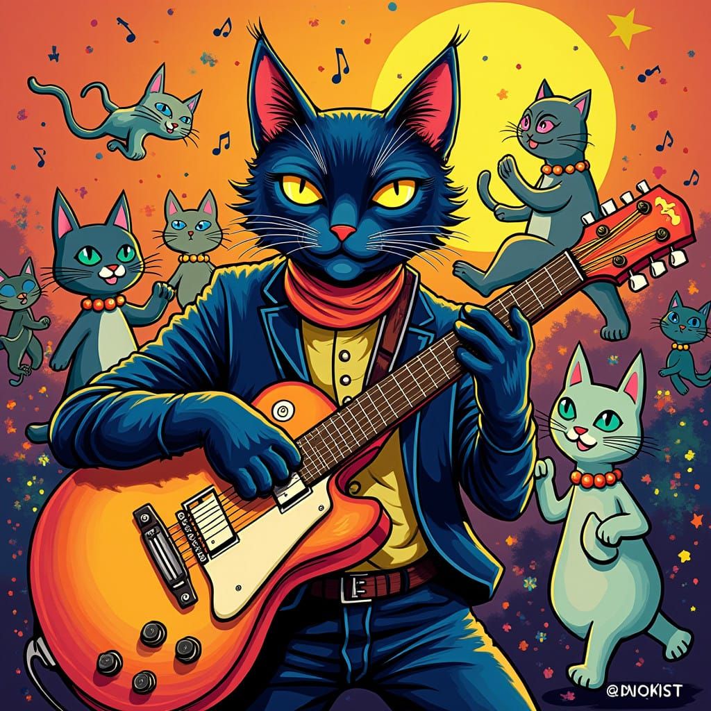 Vibrant Cats Rock Country Boogie in Electric Style