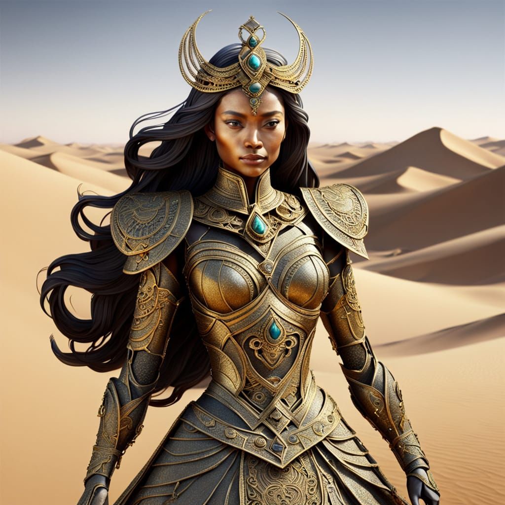 Iron Queen Sculpture in Desert Sands