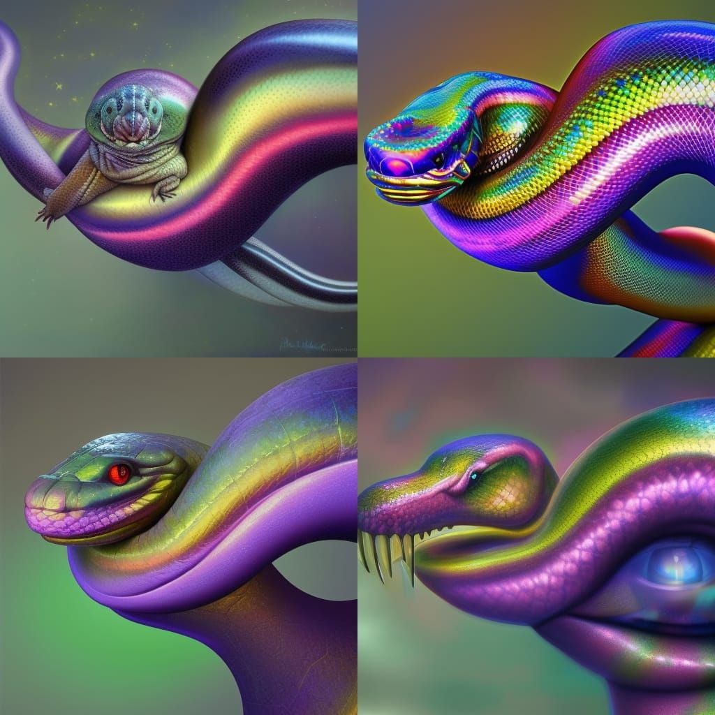 Hyperrealistic Rainbow Snake: Cosmic Astral Illustration