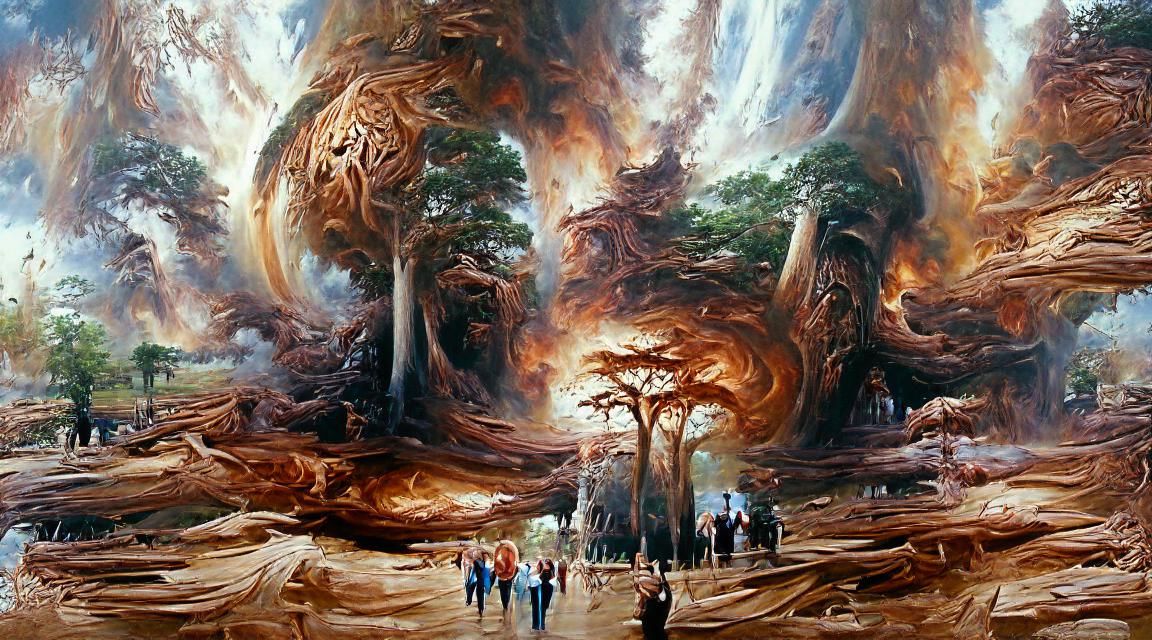 Giant Tree of Life Forest as Oil Painting
