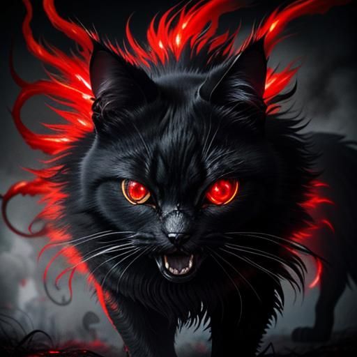 angry black cat