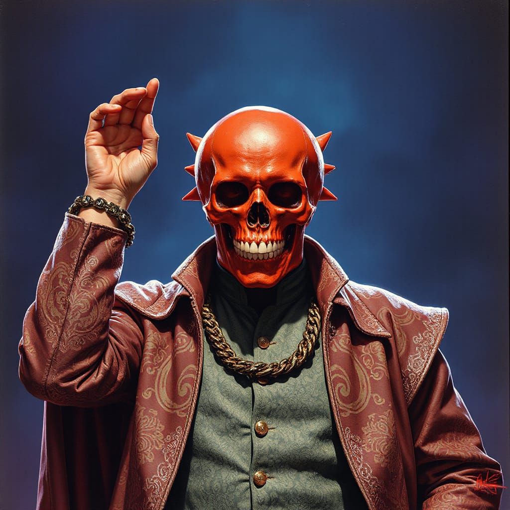 Red Skull in Brocade, Sci-Fi Art Style