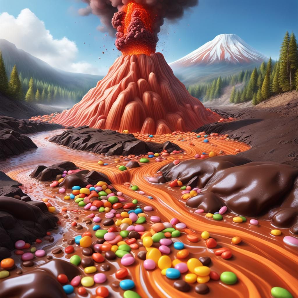Volcano Erupting Sweets and Chocolate River