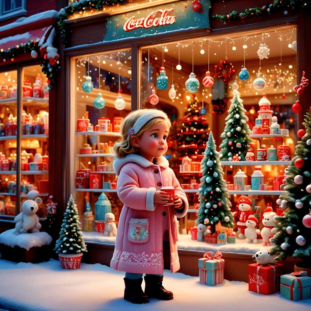 Coca-Cola Polar Bear on Christmas Truck, Pixar Style