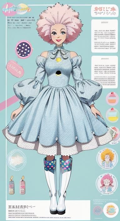 Pastel Afro Clown Girl in Classic Disney Style