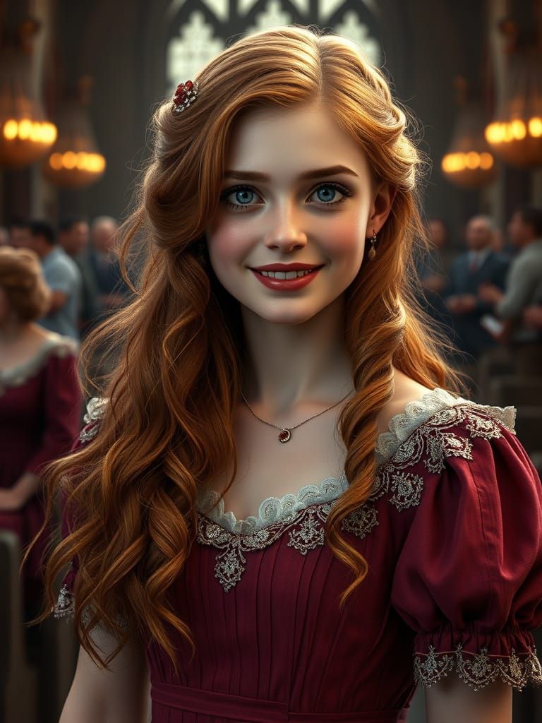 Victorian Bridesmaid in a Whimsical Church Setting