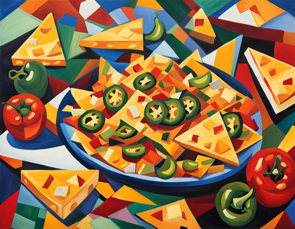 Cubist Nachos Still-Life in Fauvist Style
