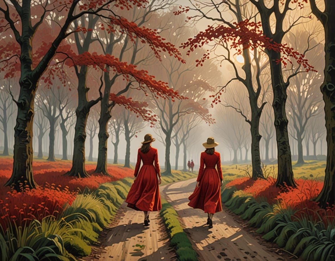 Catch Up Under Red Trees