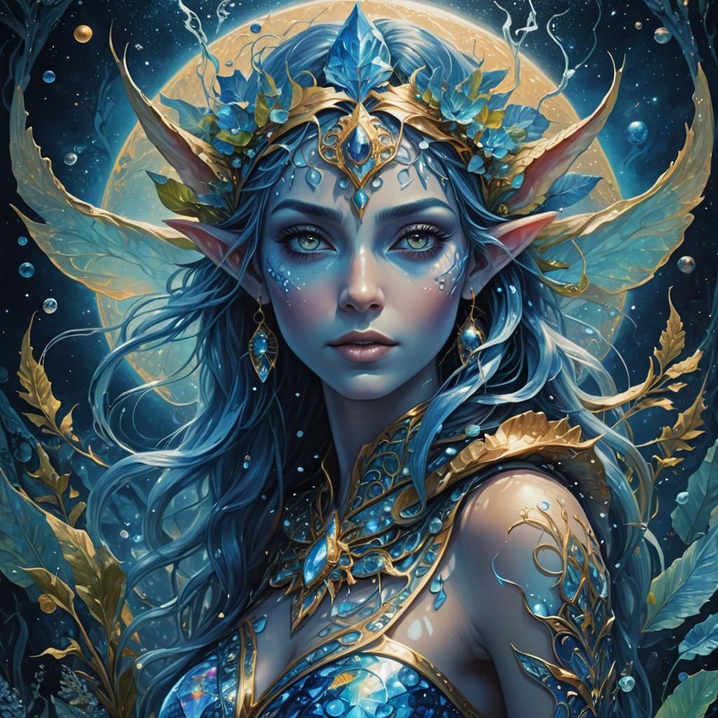 Water Elf in Astral Blue: A Visionary Masterpiece