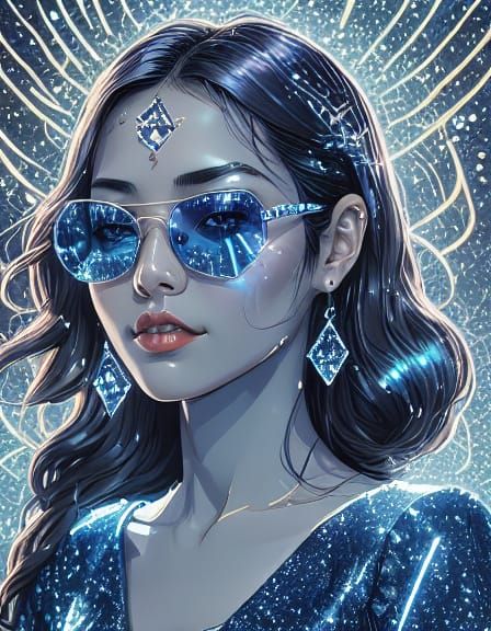 sparkling woman in blue sapphires