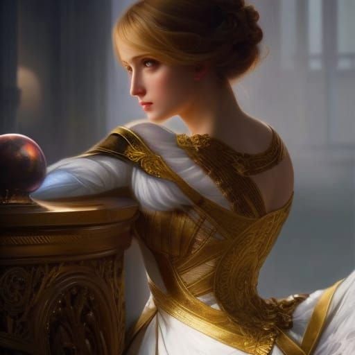 Renaissance Woman with Fantasy Dress, Digital Art