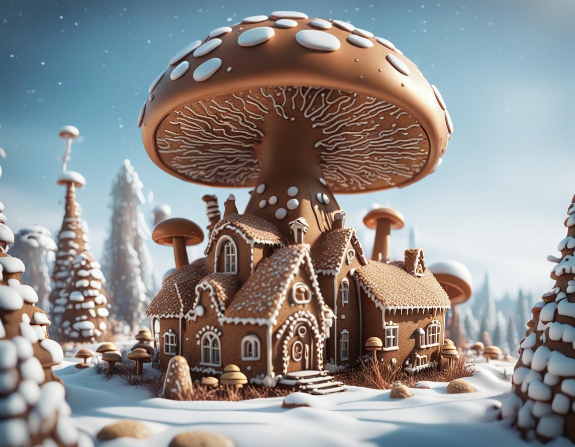 Gingerbread Land with Robots and Candy Forest