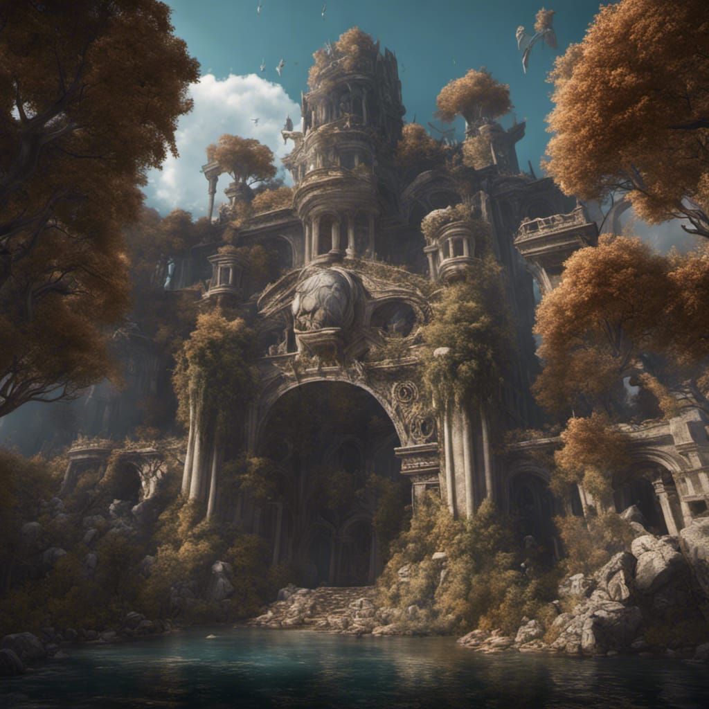 Epic Hydra in Fantastical Forest Concept Art