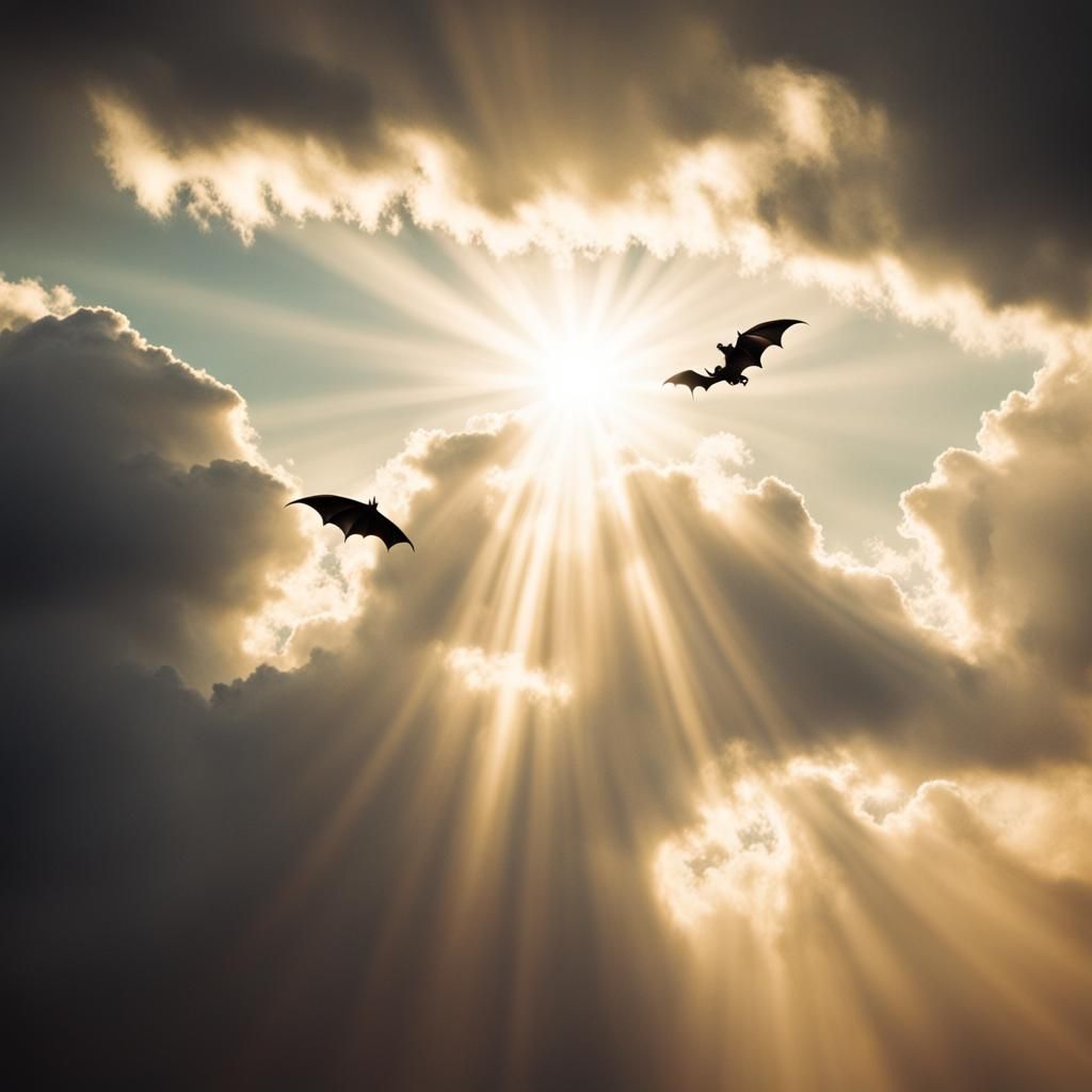 Dramatic Bat Silhouette in Heavenly Light