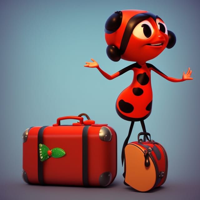 Friendly Ladybug Traveler in Pixar 3D Style