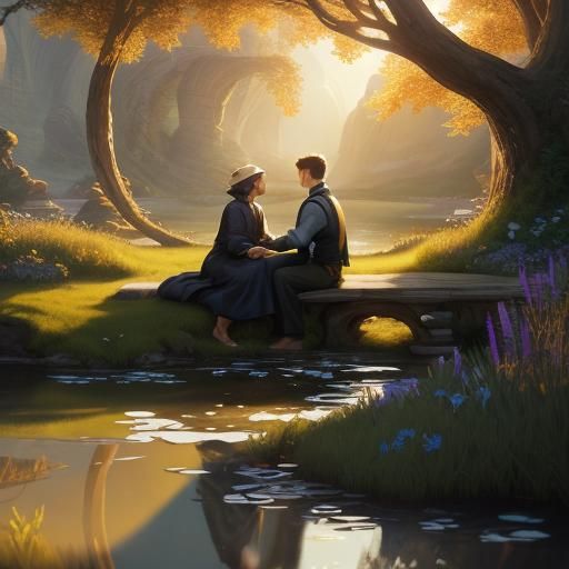 Heartwarming Mother and Son Embrace in Matte Painting