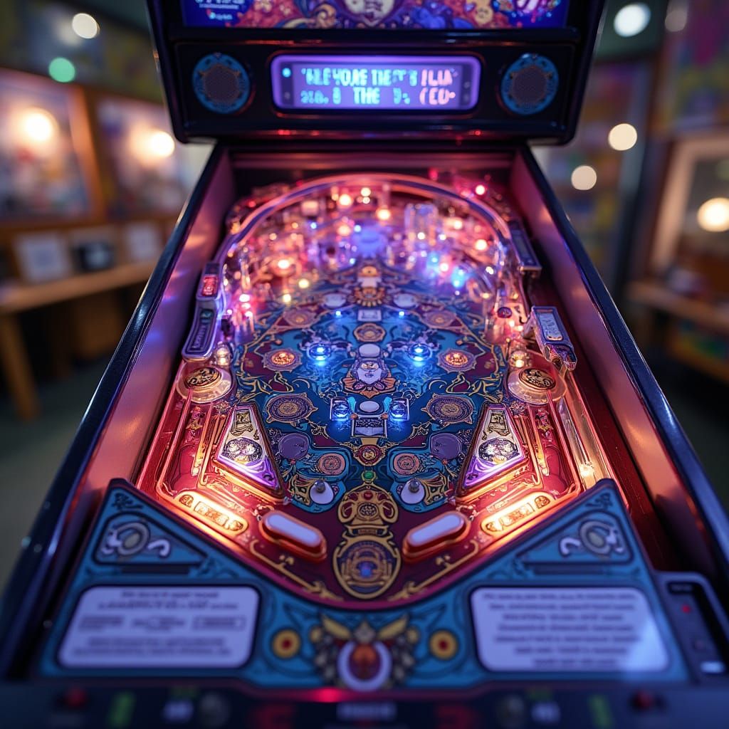 Magical Pinball Machine in High-Tech Amusement Center