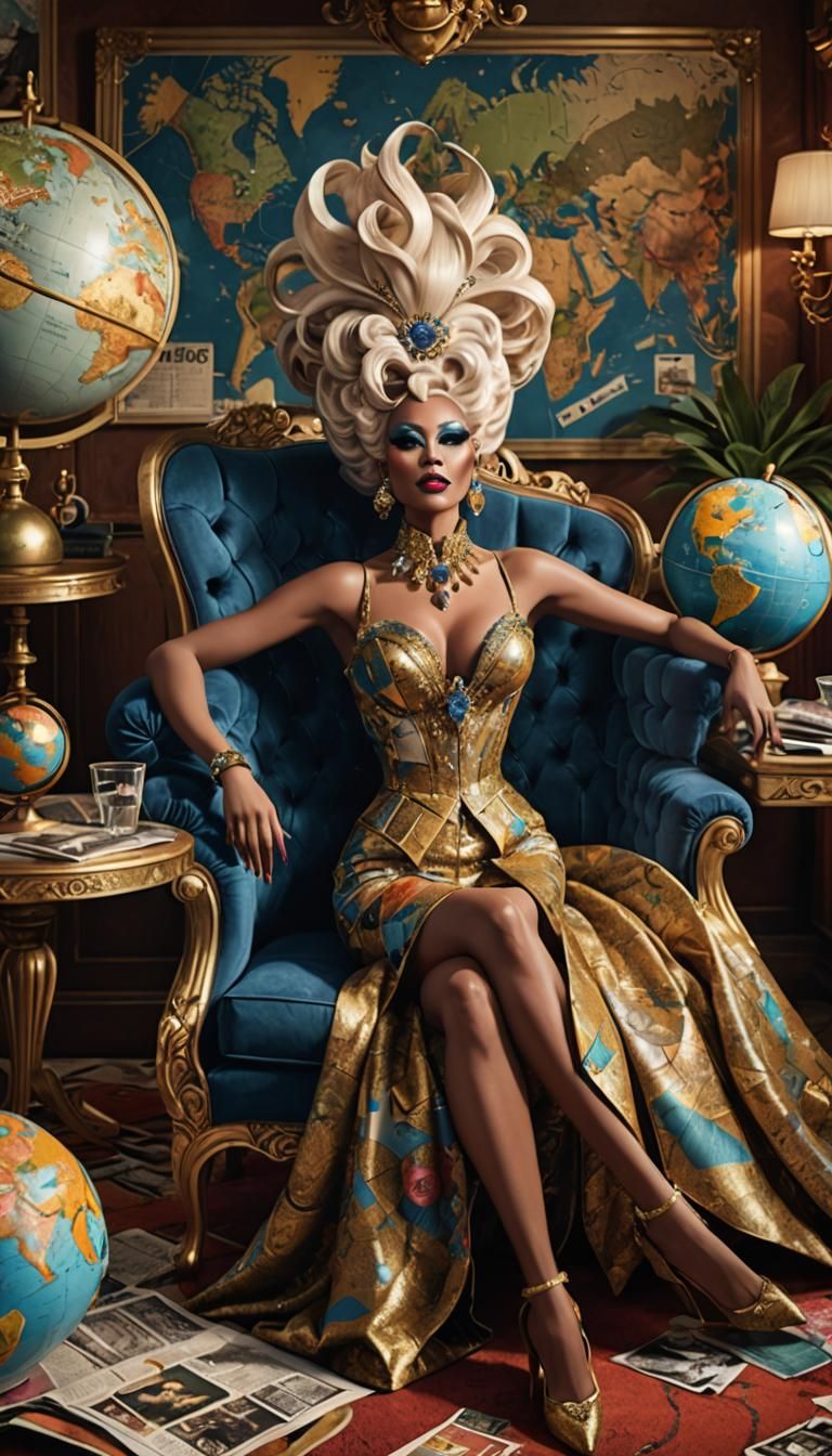 Glamorous Drag Queen Planning a Getaway