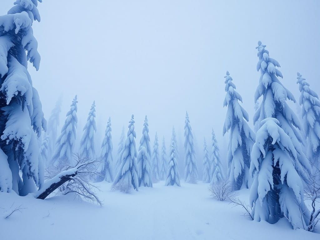Fierce Imperial Amethyst Blizzard in a Minimalist Winter Sce...