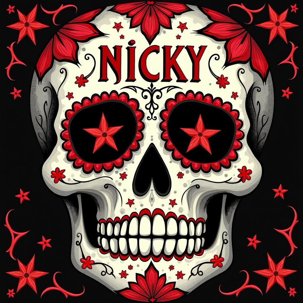 Dia de los Muertos Sugar Skull with Gothic Lettering