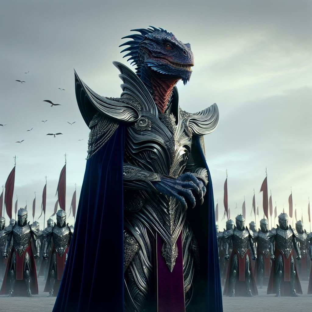 Alien General Commands His Army in Digital Matte Painting