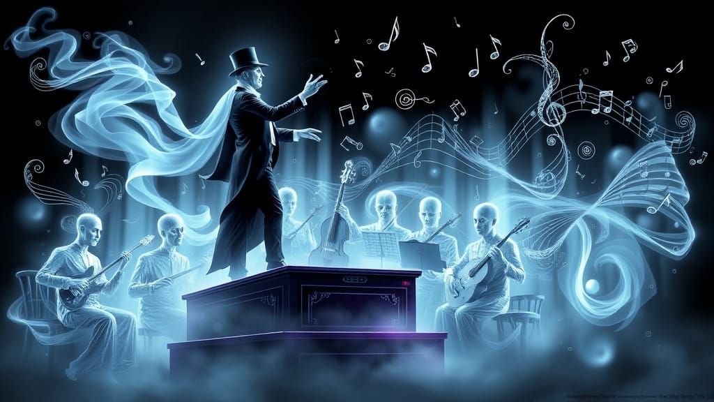 Ghostly Maestro in Art Deco Dreamscape