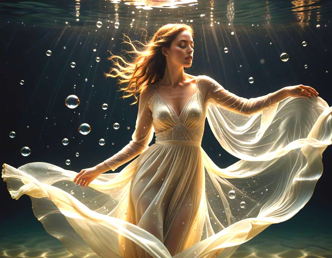 A Serene Underwater Scene in Hyper-Realistic Digital Photogr...