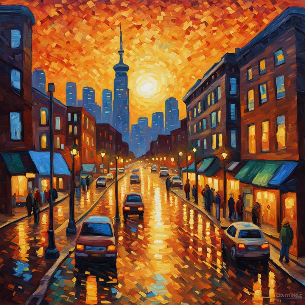 Toronto Cityscape in Expressionist Impasto Style