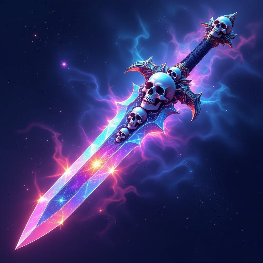 Celestial Sword of Skulls with Cosmic Glow