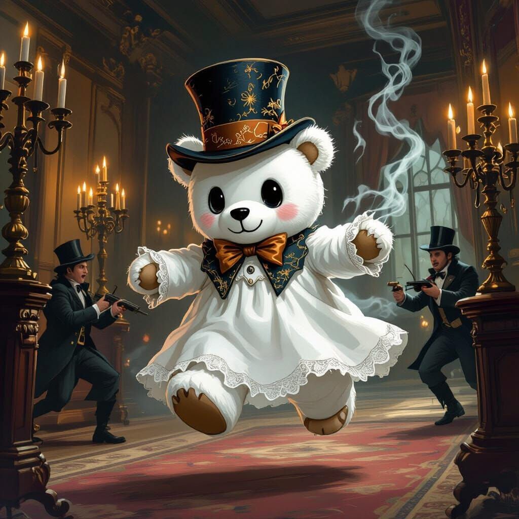 Teddy Bear Ghost Hunt in Ornate Mansion