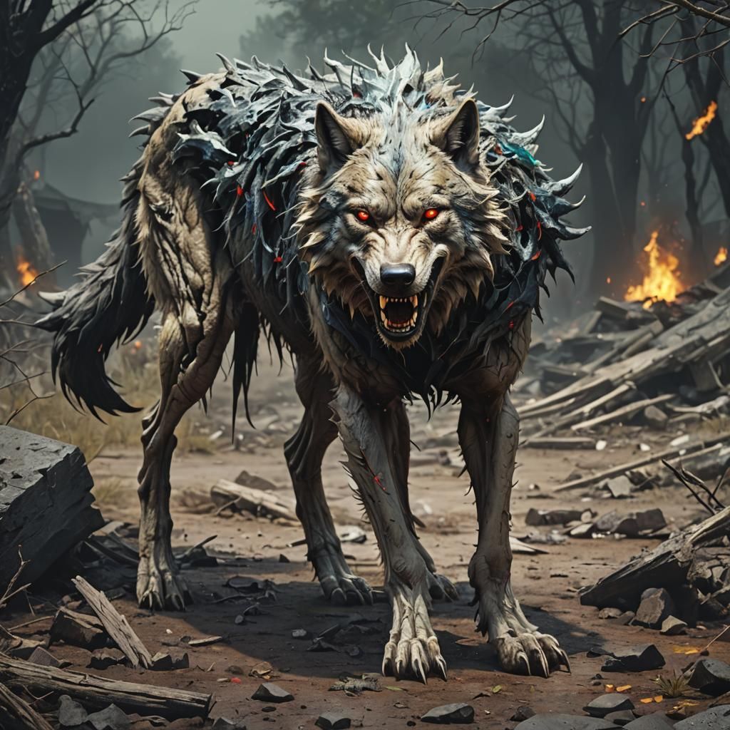 Radioactive Undead Wolf in Post-Apocalyptic Art