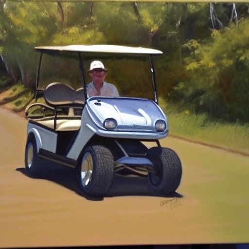 Goat Driving Golf Cart: Oil Painting by Gurney