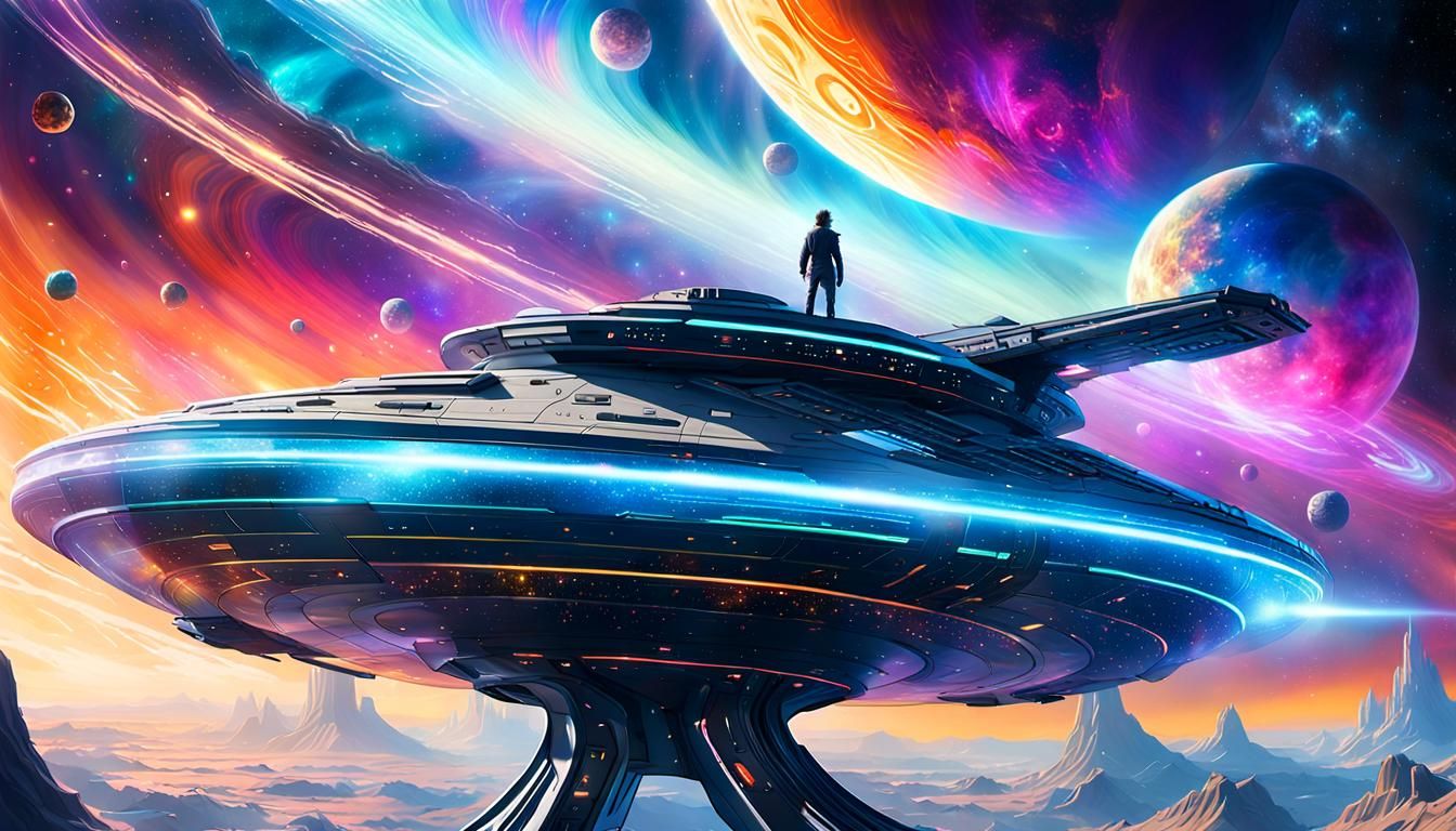 Furry Alien Gazing at Nebula in Cosmic Art