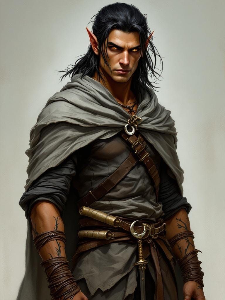 Wood Elf Rogue Portrait in Detailed Digital Painting Style