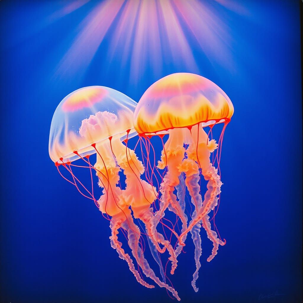 Jellyfish Dance in Caribbean Sunset, Rothko Style