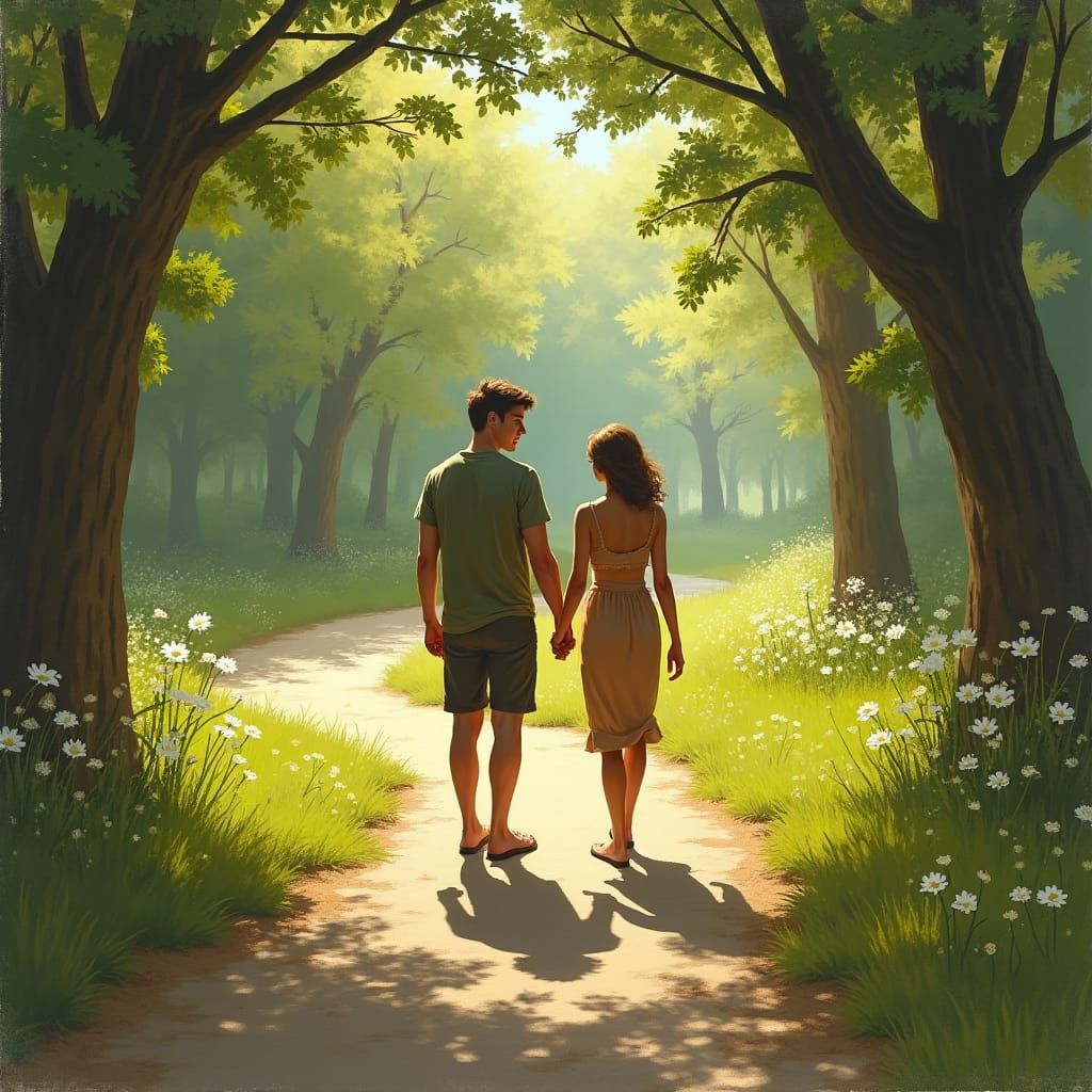 Poignant Farewell in a Sunlit Park