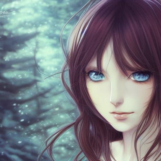 Anime Portrait with Blue Eyes in Ghibli Style
