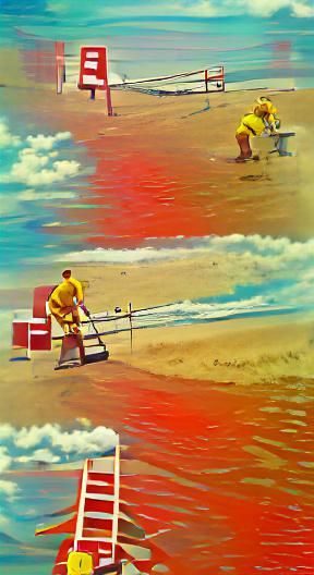 Lifeguard on Duty: Vintage Beach Acrylic Art