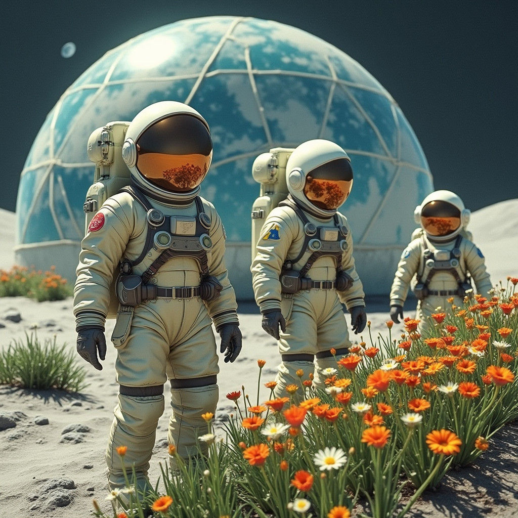 Lunar Gardeners: Futuristic Biodome on the Moon