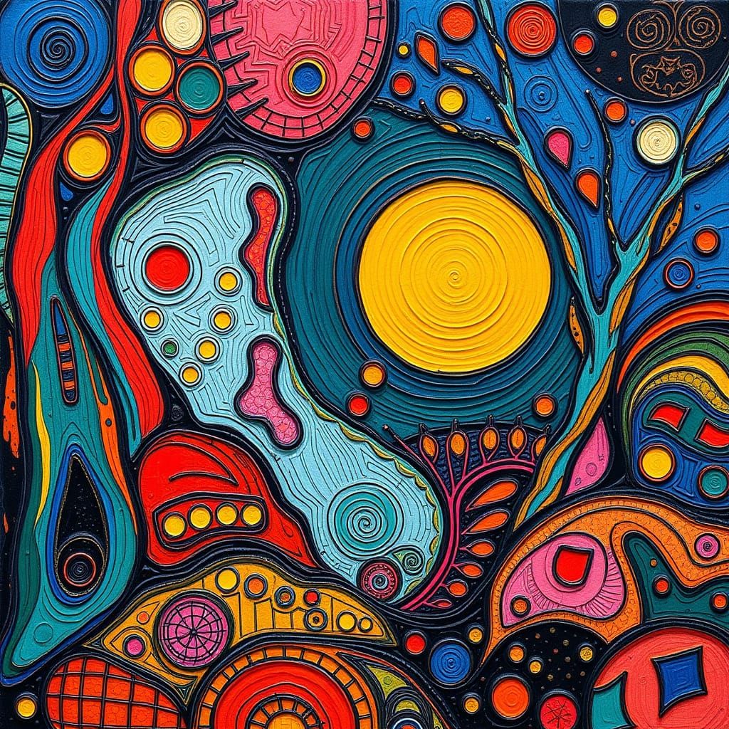 Vibrant Scene in Gouache Painting Style