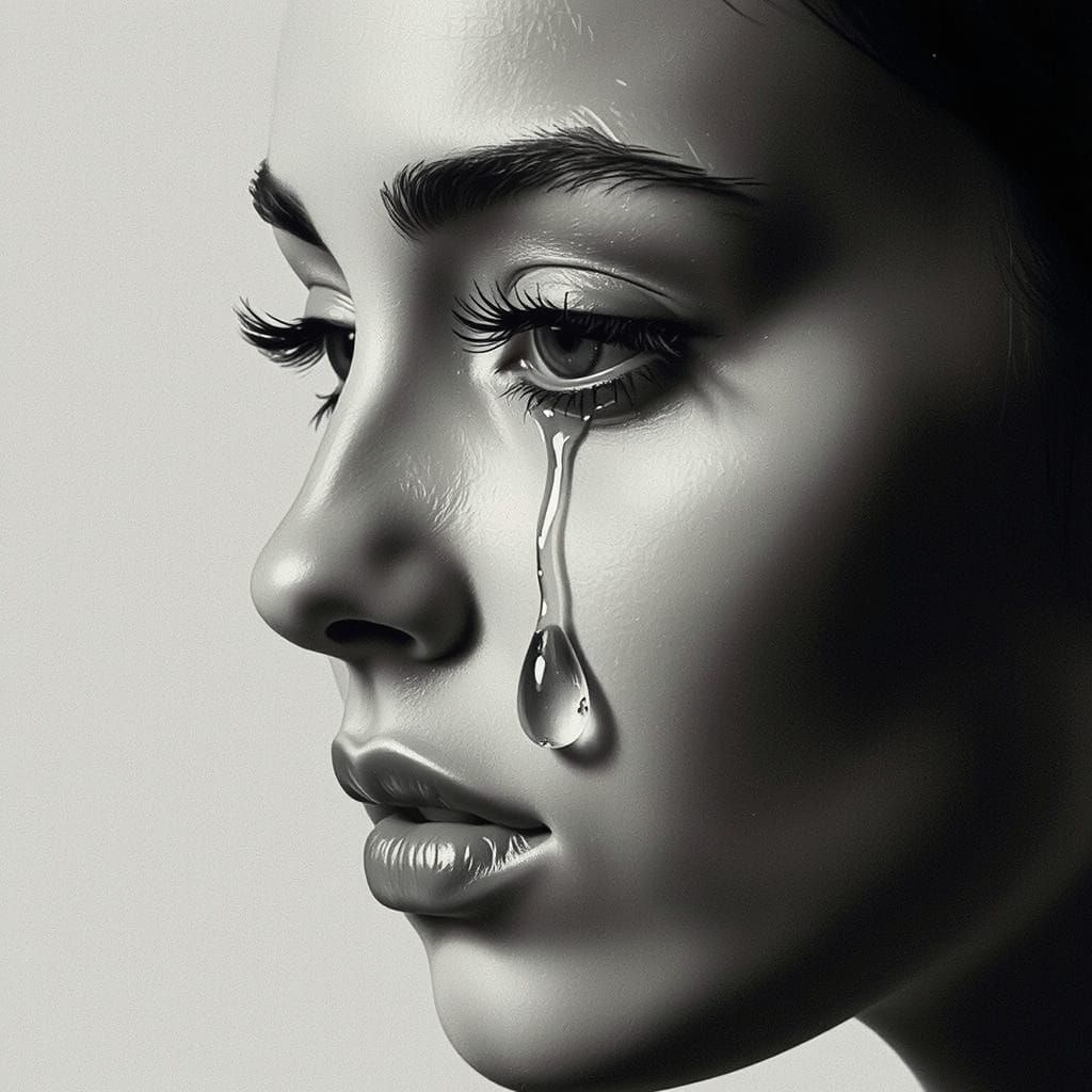 Macro Tear Drop on a Woman's Face