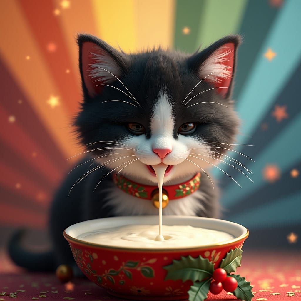 Festive Feline Delight in Vibrant 3D Style