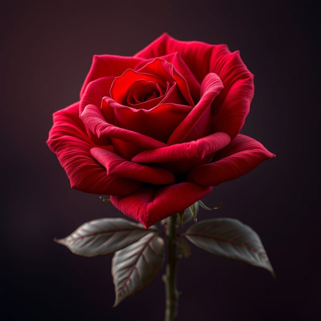 Lush Red Rose with Golden Details