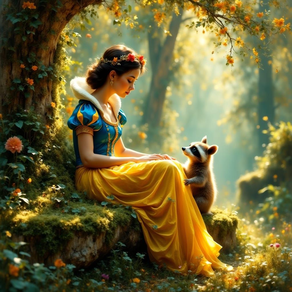 Mystical Forest Encounter in Whimsical Fantasy Style