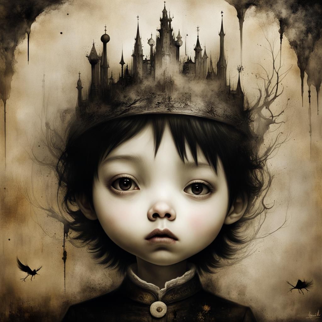 Melancholic Vampire Prince Portrait in Sinister Style