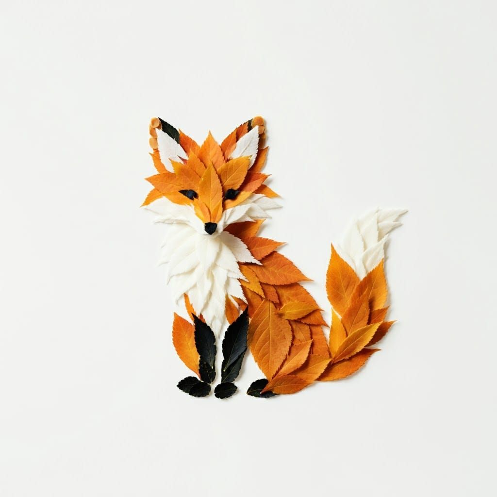 Maple Leaf Fox in Japanese Minimalist Style