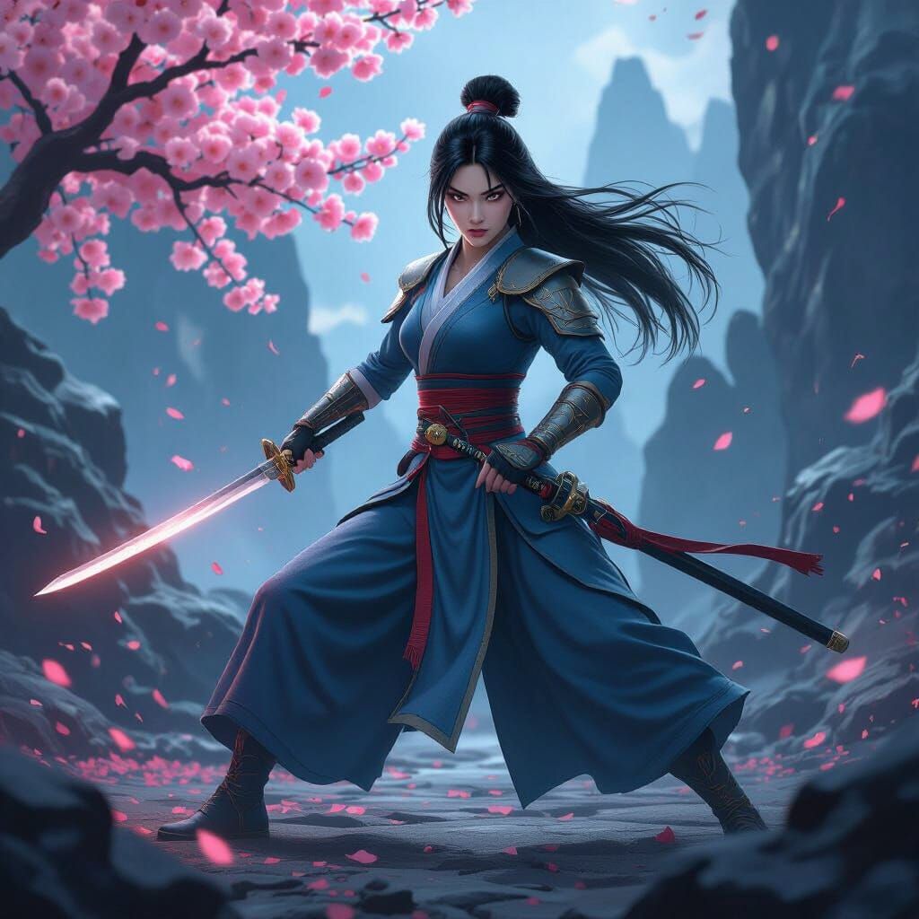 Mulan as Mortal Kombat Fighter in Epic Fantasy Concept Art