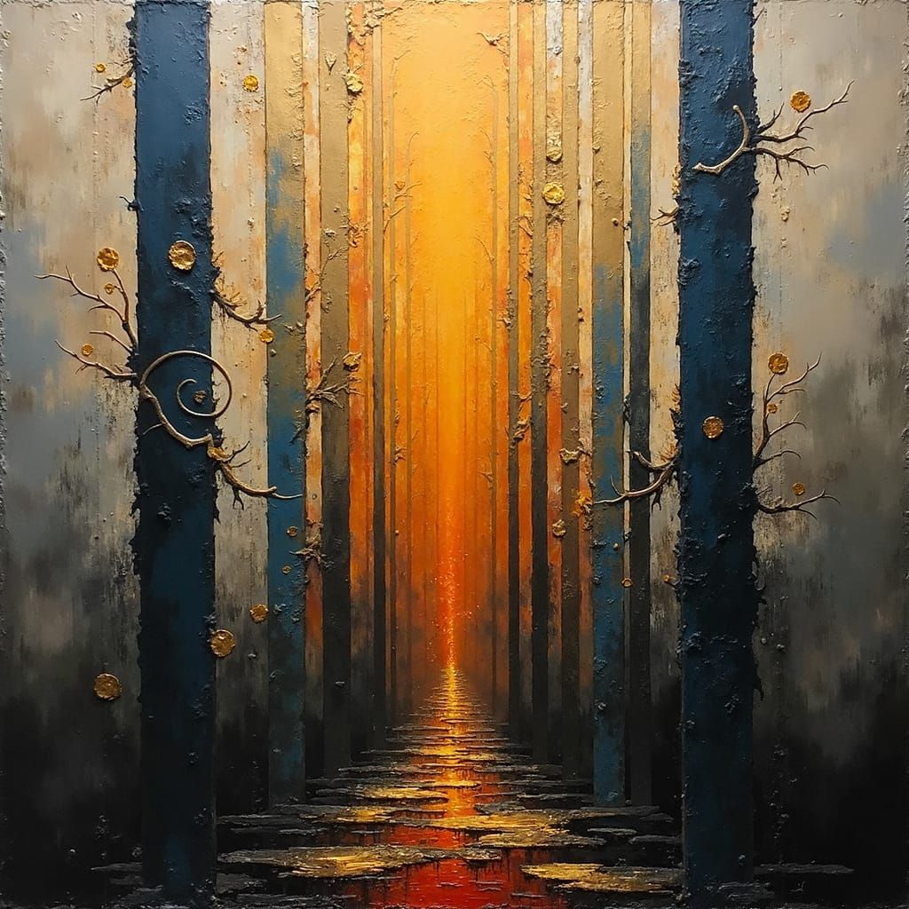 Abstract 3D Canvas with Impasto Glyphs